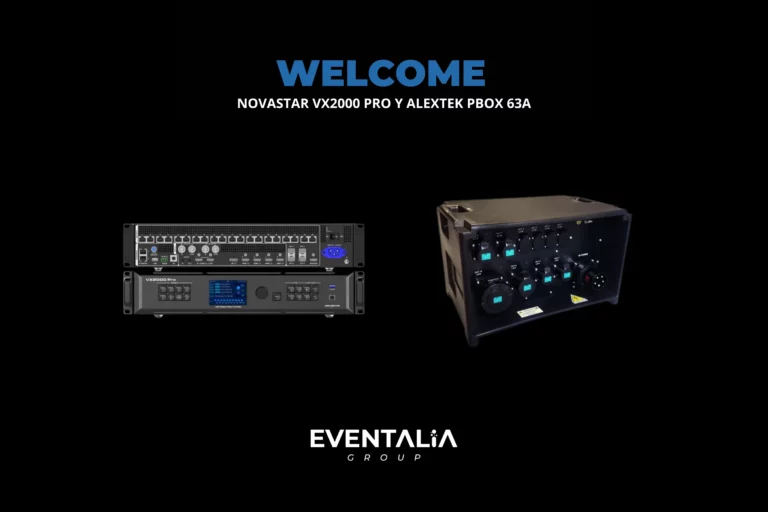 El nuevo cuadro eléctrico AlexTek PBOX 63A y el procesador de vídeo NovaStar VX2000 Pro, nuevas adquisiciones de Eventalia Group en Canarias.
